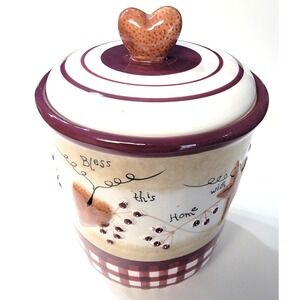 Vintage Linda Spivey Hearts and Stars Large Canister Farmhouse Country